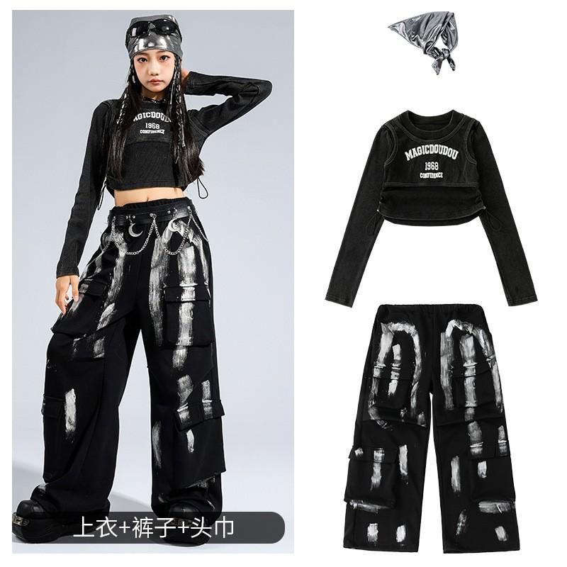 Girls Jazz Dance Outfit Set Hip Hop Streetwear Performance Costume Kids 8 Years