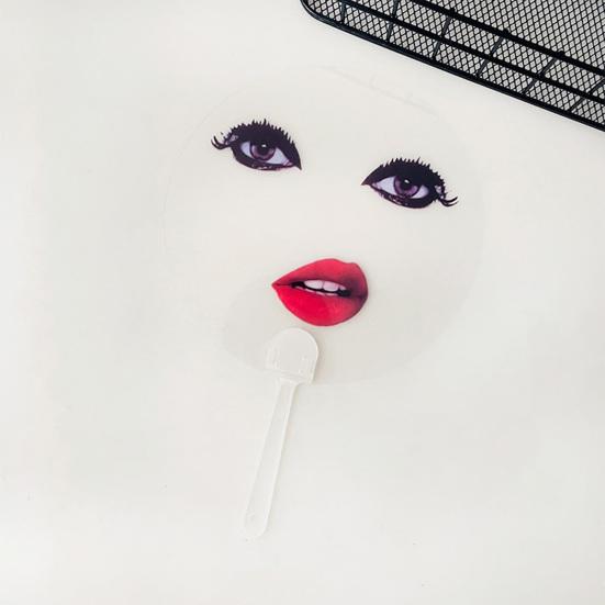 Transparent Funny Expression Round Fan with Long Handle Waterproof PVC Portable Lightweight Outdoor Travel Summer Handheld Fan Photo Props