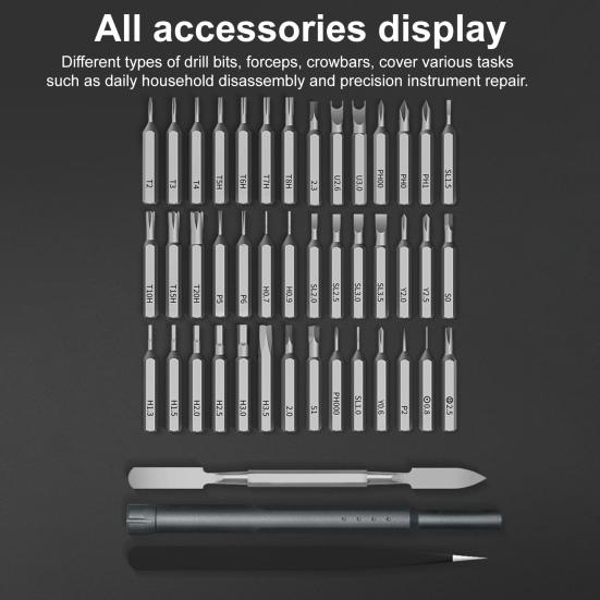 Screwdriver Set Electric Mechanism Smooth Rotation Screwdriver 44-in-1 Quick Magnetic Replacement Electronics Repair Tool