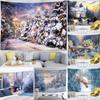 Snow Christmas Tree Tapestry Wall Hanging House Scenery Santa Claus Gifts Bedroom Living Room Home Decor