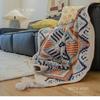 1pc Geometric Pattern With Tassel Bohemian Blanket Lightweight Multipurpose All-Season Throw for Napping, Air Conditioning,  Sofa Cover & Bed Decor