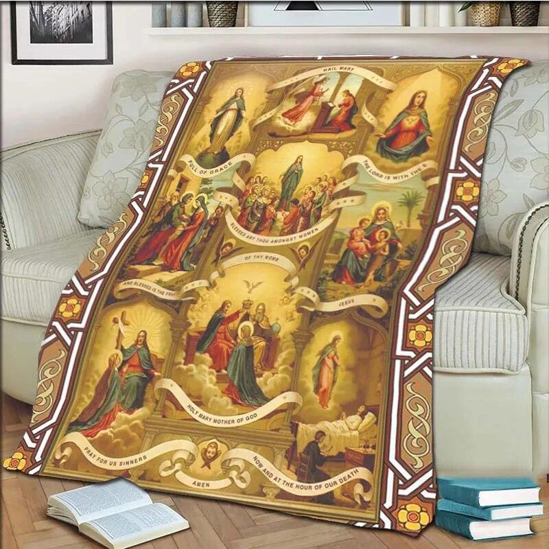 Одеяло с Девой Марией и Иисусом для офиса, дома, пешего туризма, пикника, толстое одеяло, модное покрывало, фланелевое одеяло, пледы
