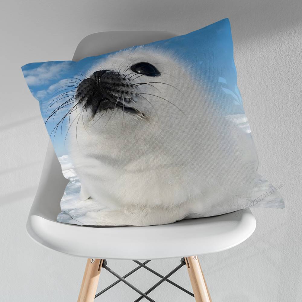 Animal Seal Cute Throw Pillow Case Living Room Sofa Cushion Cover For Home Bedroom Decoration Protector