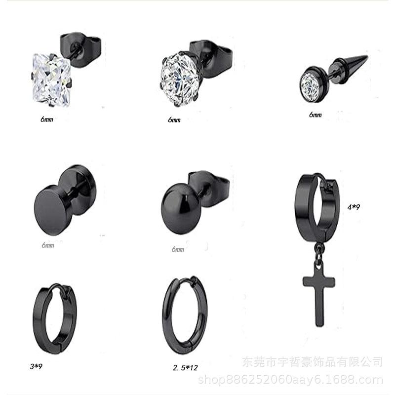 24 пары серег-гвоздиков из нержавеющей стали с подвесками-крестиками и квадратными задниками