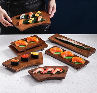 Бамбуковая доска для суши тарелка-лодка Прямоугольная платформа Кухонная миска для сашими Японская корейская кухня Посуда Подарочная тарелка Поднос
