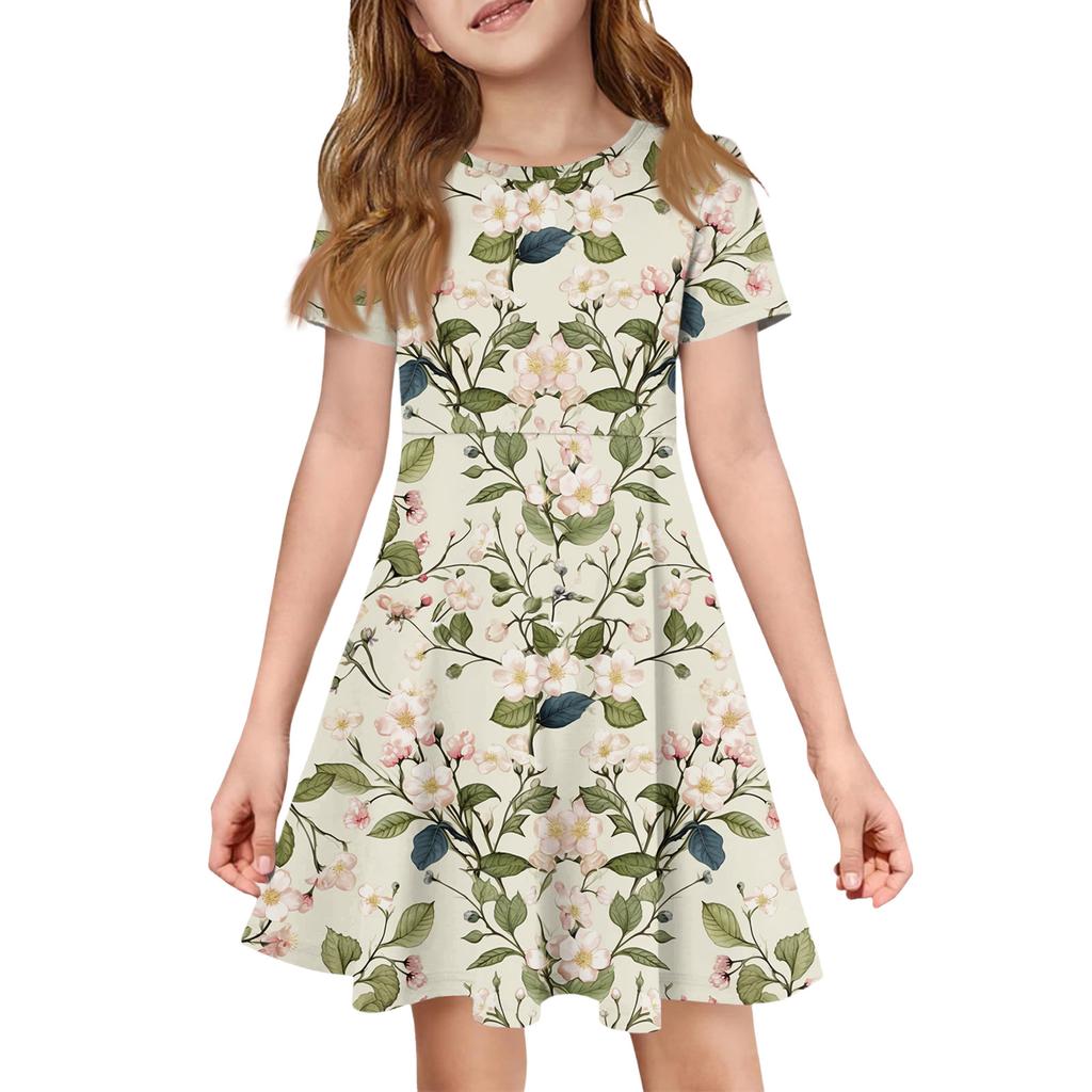 Девочка Летнее Платье Цвет & Принт Короткий Рукав Платье С Карманом Повседневное Платье Короткий Рукав Вечернее Платье Пасхальный День