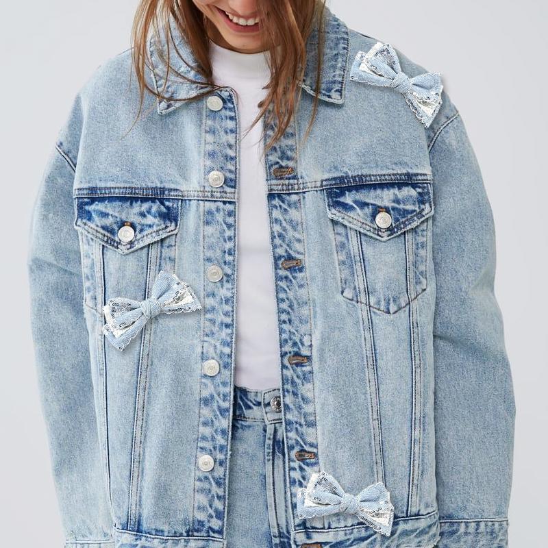 4смx10Ярдов Джинсовая Ткань с Блестящими Пайетками и Кисточками, Материалы для DIY, Скрапбукинг, 1 рулон