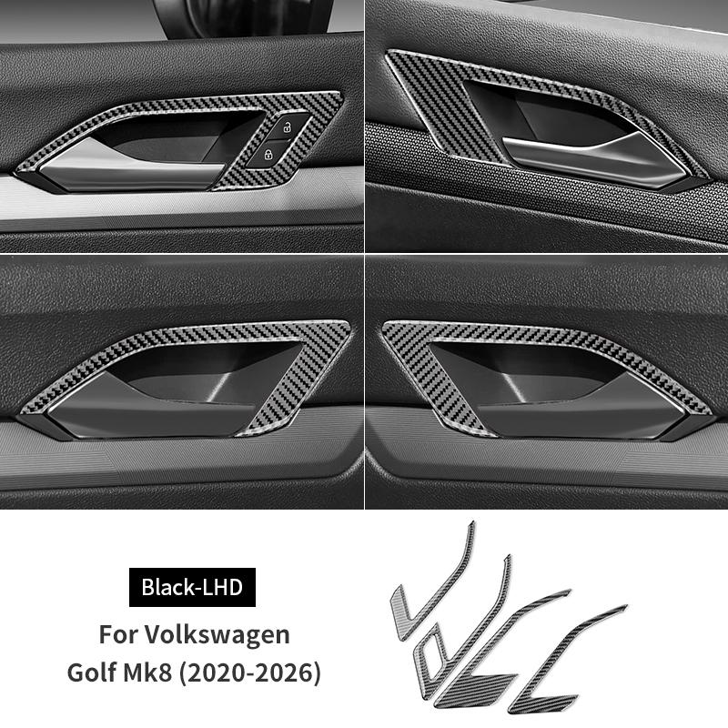 For Volkswagen Golf Mk8 (-2026) Carbon Fiber Door Inner Handle Trim Cover Anti Scratch, Car Interior Accessories, OEM Look