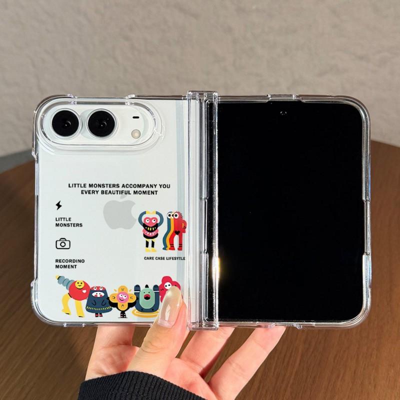 Transparent Camera Monster Phone Case IPhone Duo 18 Fold - Mini Rhombus Stitched Design With Skin-Friendly Matte Finish