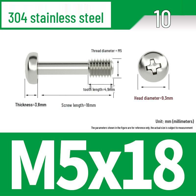 Yigu 304 Stainless Steel Phillips Round Head Captive Screws - M2/M3/M4 Half Thread Pan Head Machine Screws