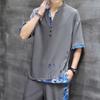 Рубашки + брюки Осенняя хлопковая льняная спортивная одежда Мужские повседневные комплекты Весенняя мужская мода Брюки и рубашки для мужчин
