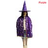 2Pcs/Set Kids Childrens' Halloween Costume Witch Cloak Cape And Hat Cosplay Prop
