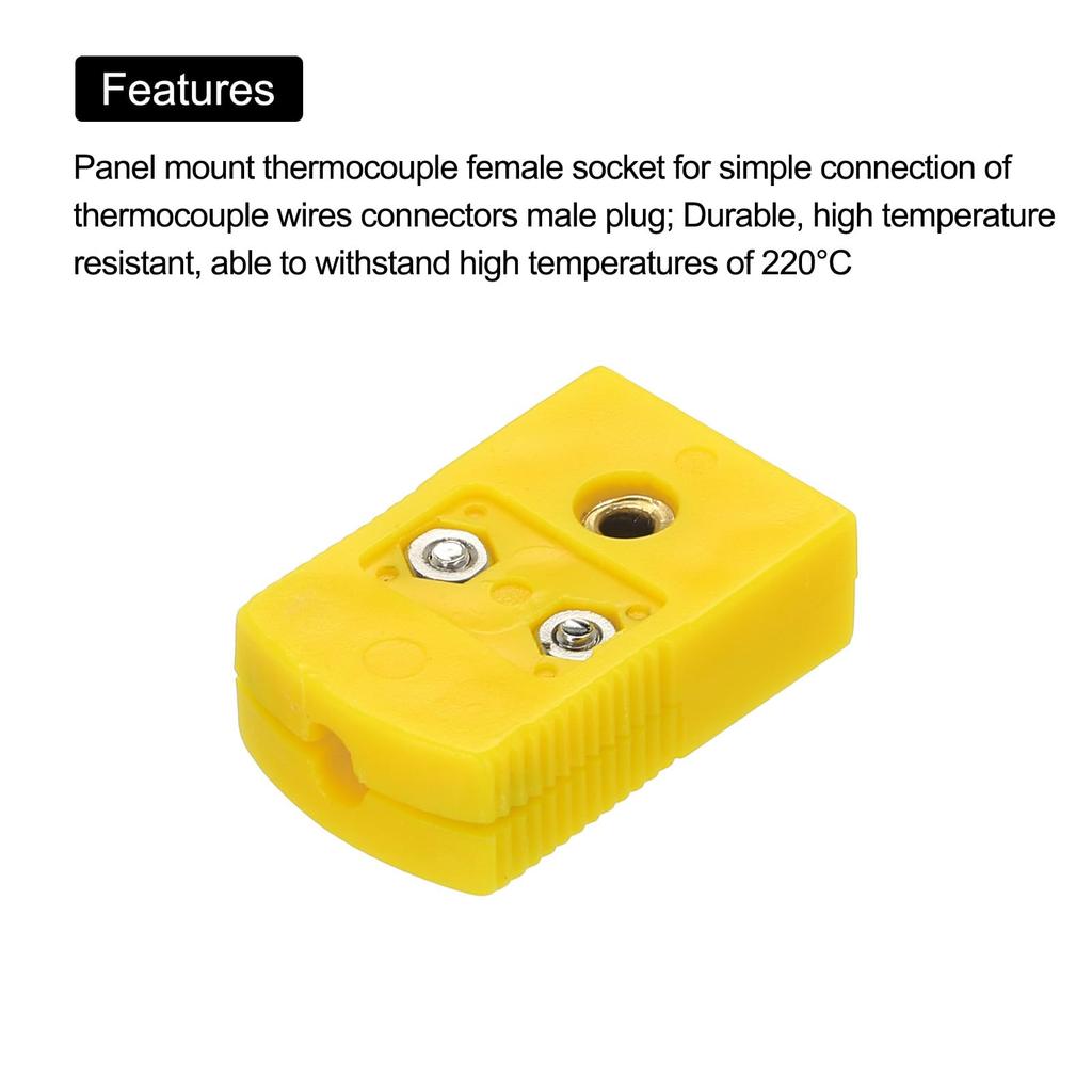 Uxcell Thermocouple Wire Female Plug High Temperature for Thermocouple Sensor Dark Pack of 15 K-Type Connector, Adapter, 120°C (248°F) Probes, Yellow,