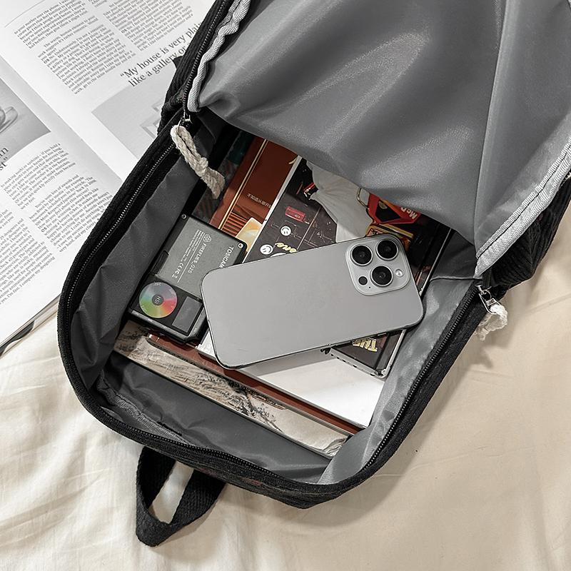 Женский вельветовый рюкзак с принтом клубники, школьный портфель для школьников