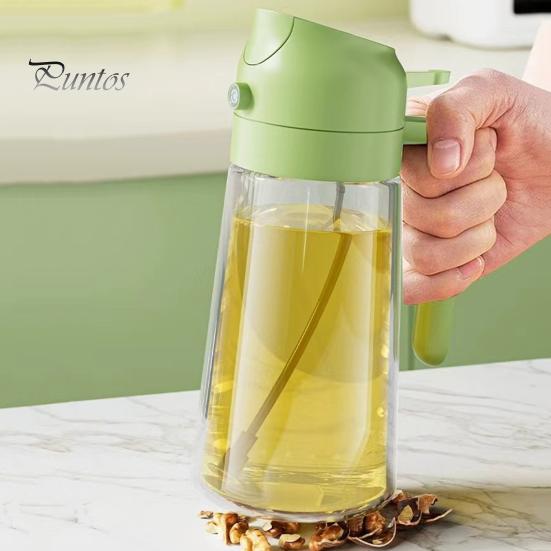 470ml 2-in-1 Oil Dispenser Food Grade BPA Free Leak Resistant Large Capacity Oil Sprayer Storage Bottle with Handle