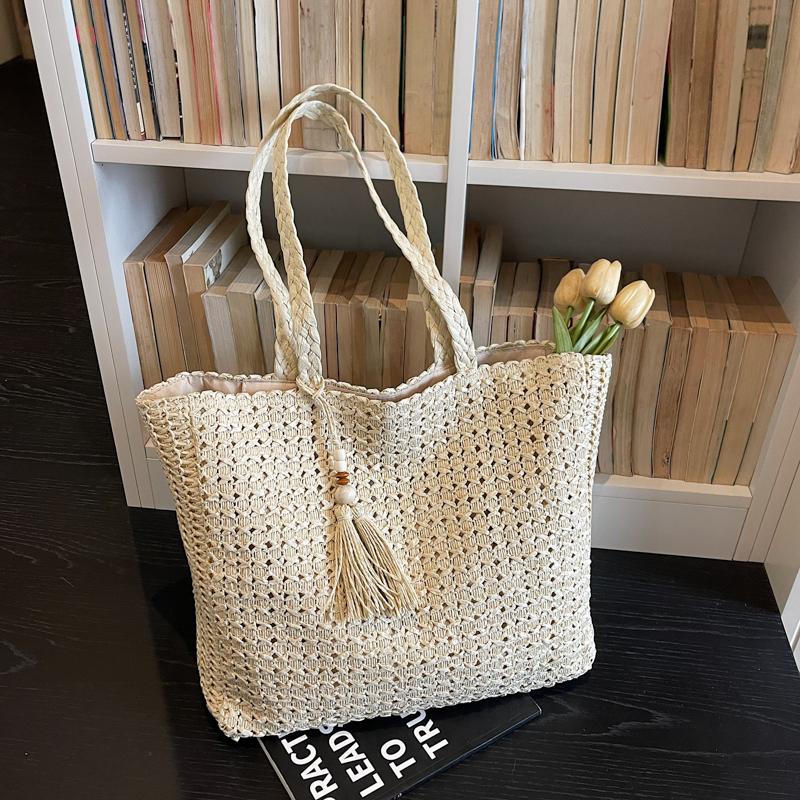 New large-capacity tote bag women's casual simple straw bag seaside vacation women's bag niche underarm commuter bag