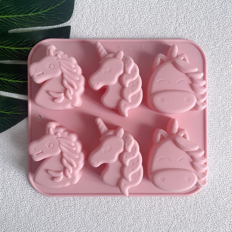 6 Cavity 3D Different Pegasus-Shaped Silicone Mold Fondant Candy Chocolate Mould Handmade Soap Ice Cube Molds Cake Decoration