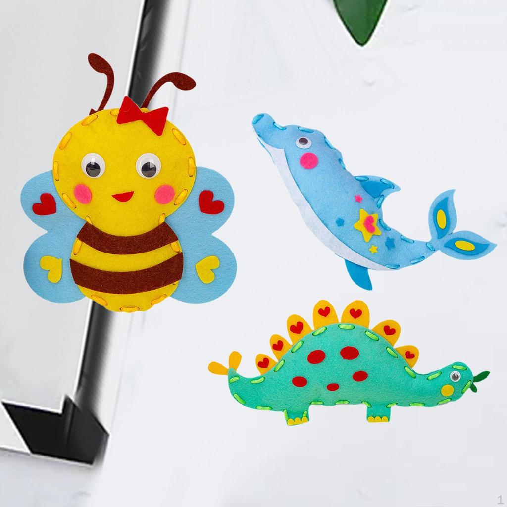 4 Pieces DIY Sewing Kit Animal Doll Material Improve Confidence Lovely Kids Crafts Supplies