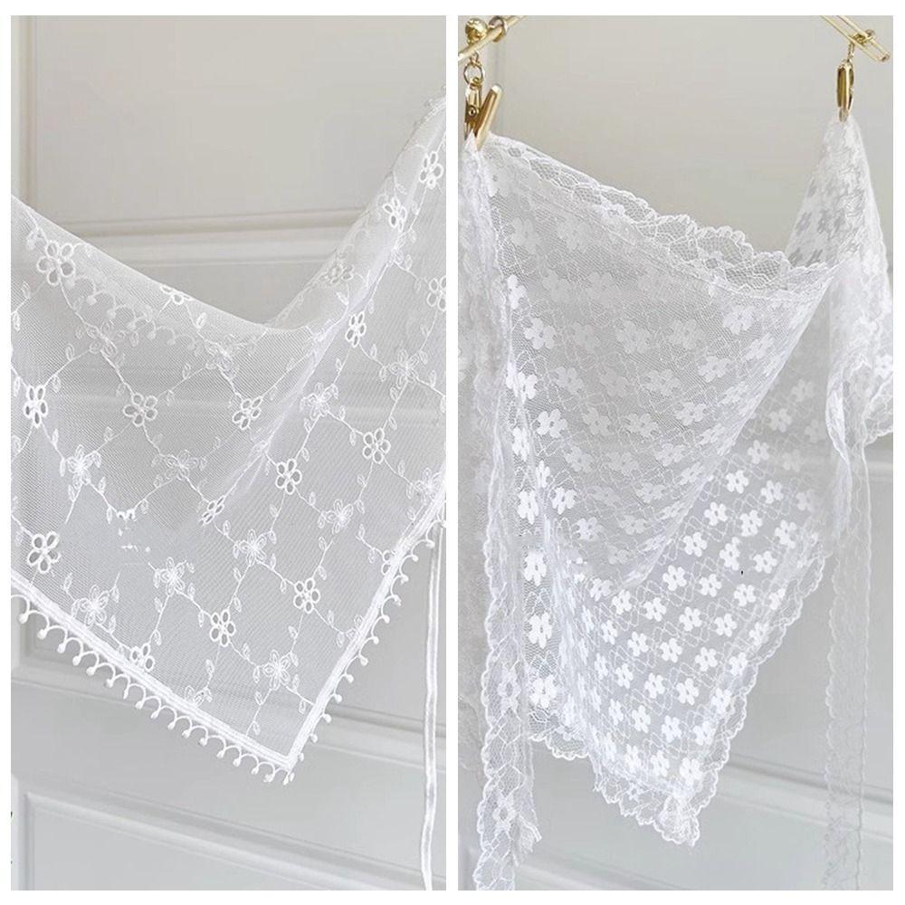 Turban Lace Triangle Bandana Countryside Style Flower Triangle Scarf Lace Hair Scarf Travel