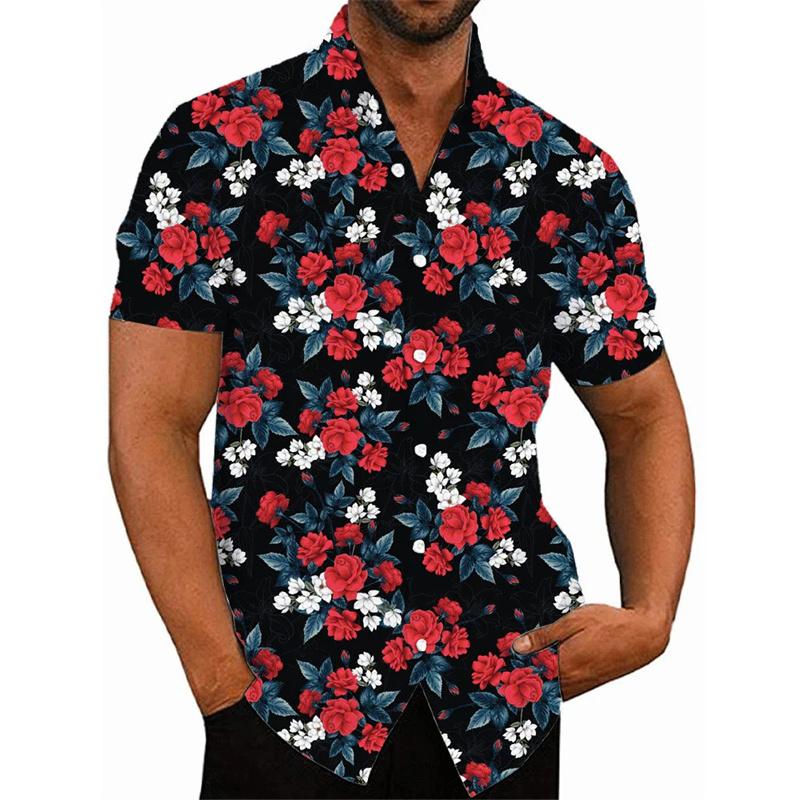 Men's Shirt For Men 3D Printed Flower Hawaiian Summer New Fashion Beach Shirt Comfortable Top Blouse Short Sleeves Streetwear