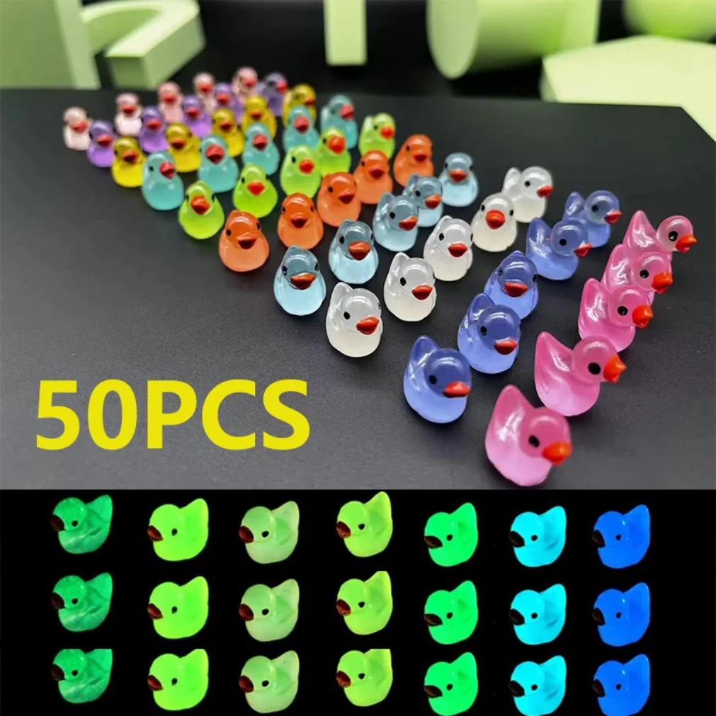 50Pcs Glowing Mini Resin Little Ducks Moss Microlandscape Miniature Duck Figurines Fairy Garden Accessories Home Decornew