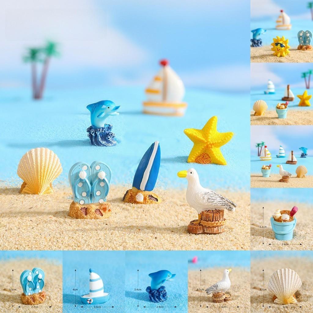 Charming Resin Surfboard Sailboat Seagull Seashell Beach Decor Miniatures Modern
