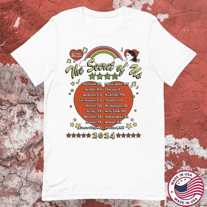 Gracie Abrams The Secret Of Us Тур 2024 Хлопок Белый S-5XL Футболка CM357