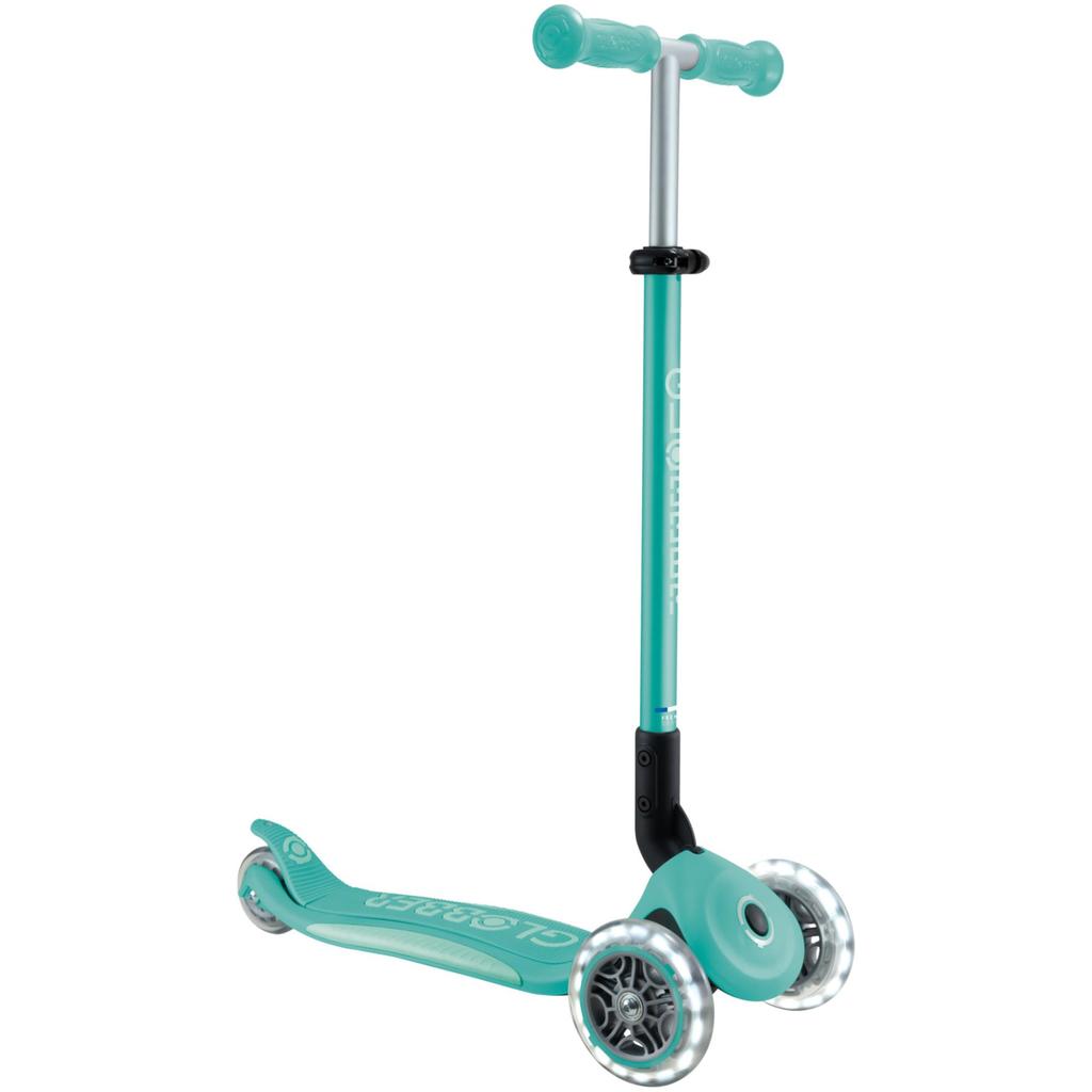 GLOBBER Light Dark Mint X Mint 3 Wheels 4 Level Height Adjustment Glowing LED Tires Folding No Tools Required Kick Scooter WLGB4397062