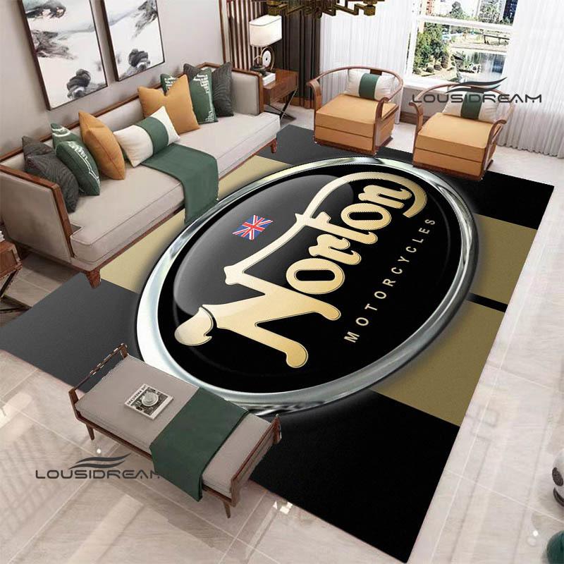 Ковер с логотипом мотоцикла NORTON для гостиной, спальни, ковер, нескользящий ковер, реквизит для фотосъемки, декор для спальни, подарок на день рождения