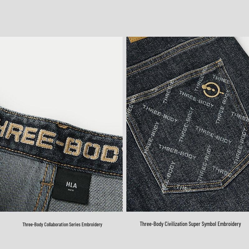 HLA Мужские зауженные джинсы серии «Задача трех тел Суперсимвол»