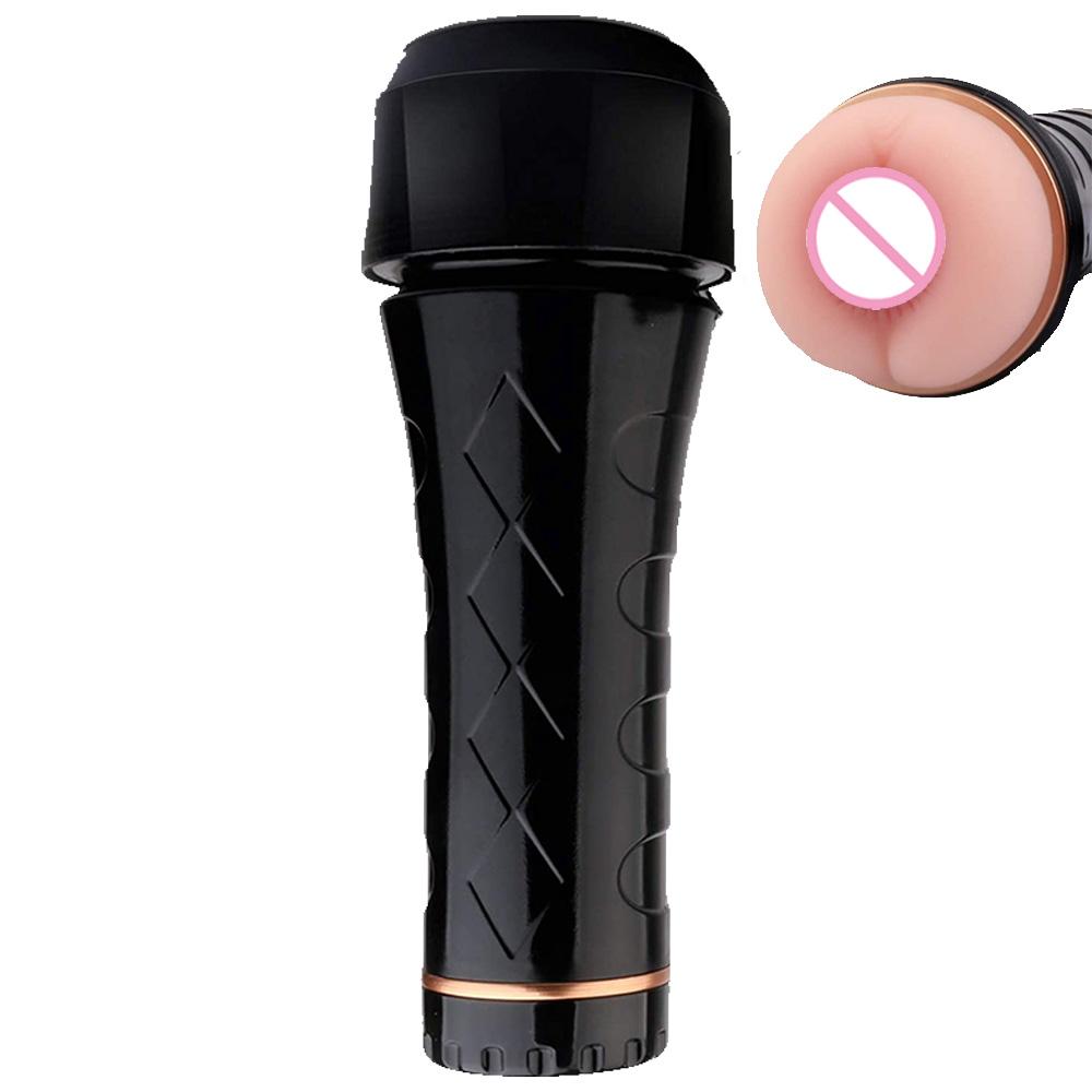 High Quality Flashlight Masturbator for Men-Anal Sex Toy with Vibrating Function TPE+ABS Material Black Color Gift Box Packaging