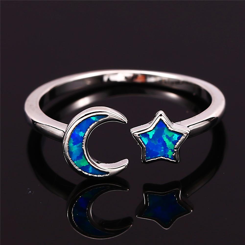 New Golden Treasure Star Moon Open Ring Fashion Versatile Ring
