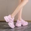 Мода Женские Новые Модные Кроссовки на Толстой Подошве 2024 Осень Повседневная Спортивная Обувь для Ходьбы Сетка Кожа Балетки Универсальная Женская Обувь