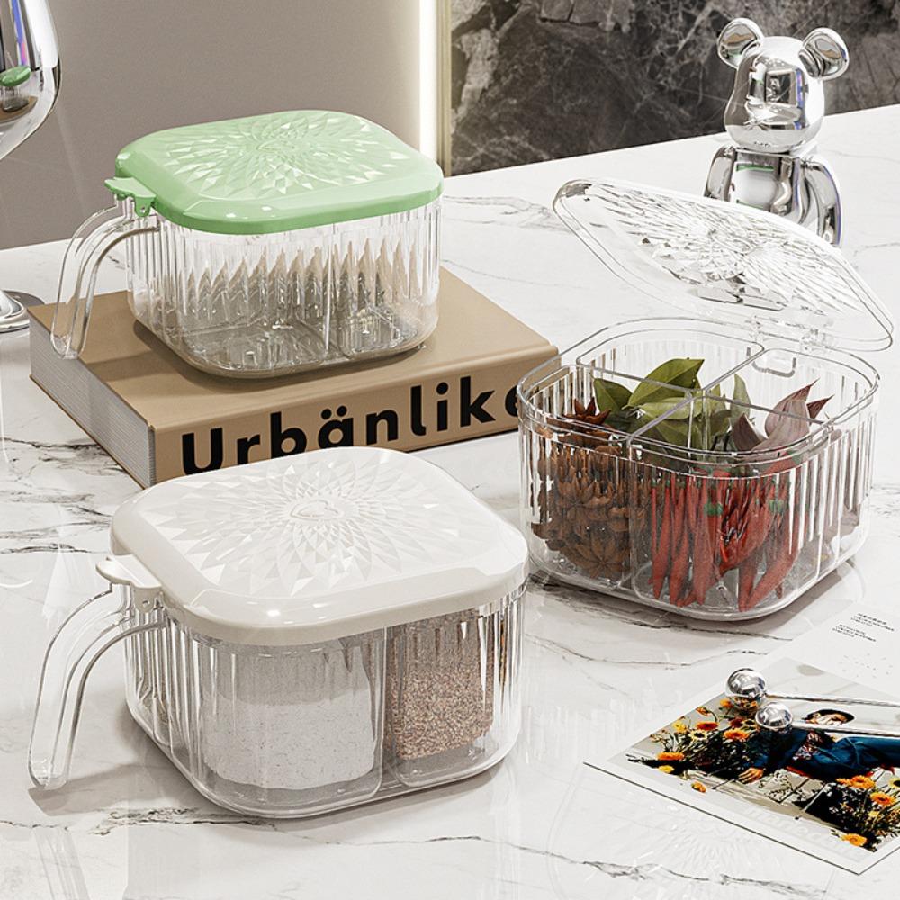 Moisture-proof Condiment Container 4 Compartment Spice Jar Condiment Storage Box Restaurant