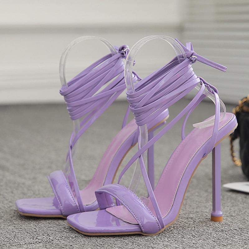 Liyke/летние синие-зеленые женские сандалии на высоком каблуке с перекрестной завязкой на щиколотке и ремешками на высоком каблуке-шпильке, модные туфли для выпускного вечера со шнуровкой и квадратным носком