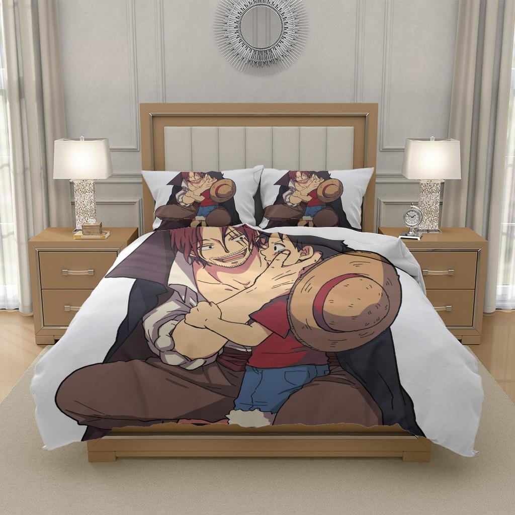 M-Monkey D-D. L-Luffy O-One P-Piece Anime Duvet Cover and Pillowcase Set Polyester Boys Girls Bedroom Single Double Queen King Size
