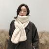 Универсальный вязаный теплый шарф-манишка в корейском стиле, утолщенный плюшевый, двусторонний, зимний, из искусственного кроличьего меха