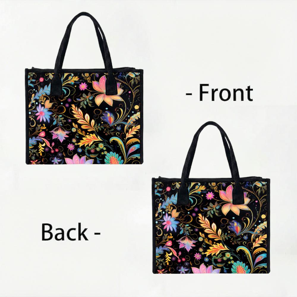 Floral Printed Tote Bag Large Capacity Shoulder Handbag for Daily Use