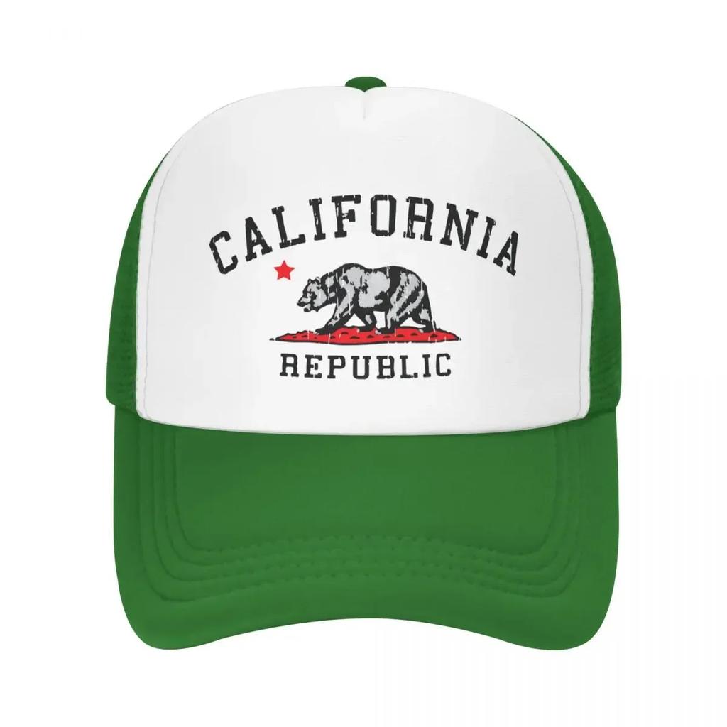 Custom Punk Unisex California Republic Flag Trucker Hat Adult Adjustable Baseball Cap Unisex Women Sun Protection Trucker Cap