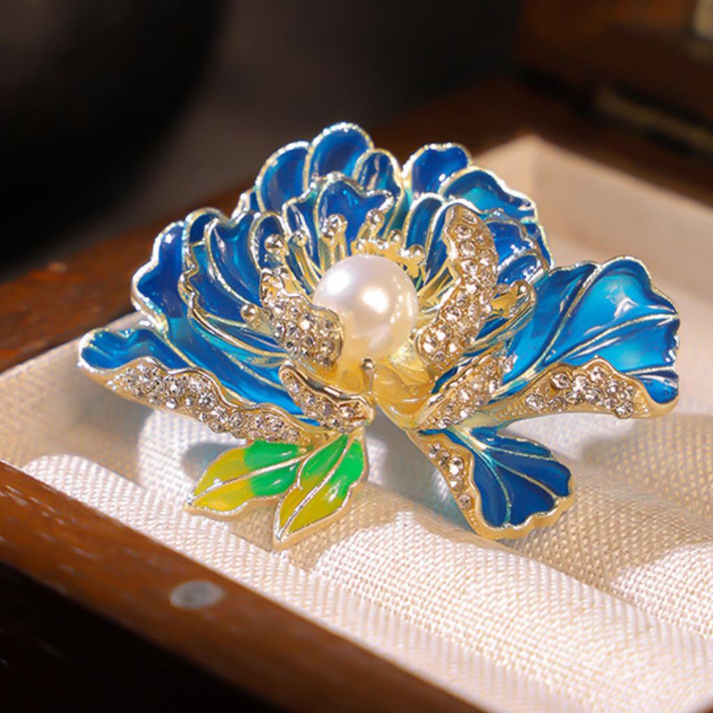 Elegant Peony Flower Pearl Brooches Pins For Women Girls Exquisite Shirt Dress Backpack Suits Hat Pins Corsage Gifts