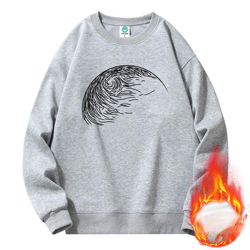 Утолщенный флисовый свитер с круглым вырезом для мужчин и женщин, свободный пуловер Tide, новый парный свитер, мужские модели на весну и осень