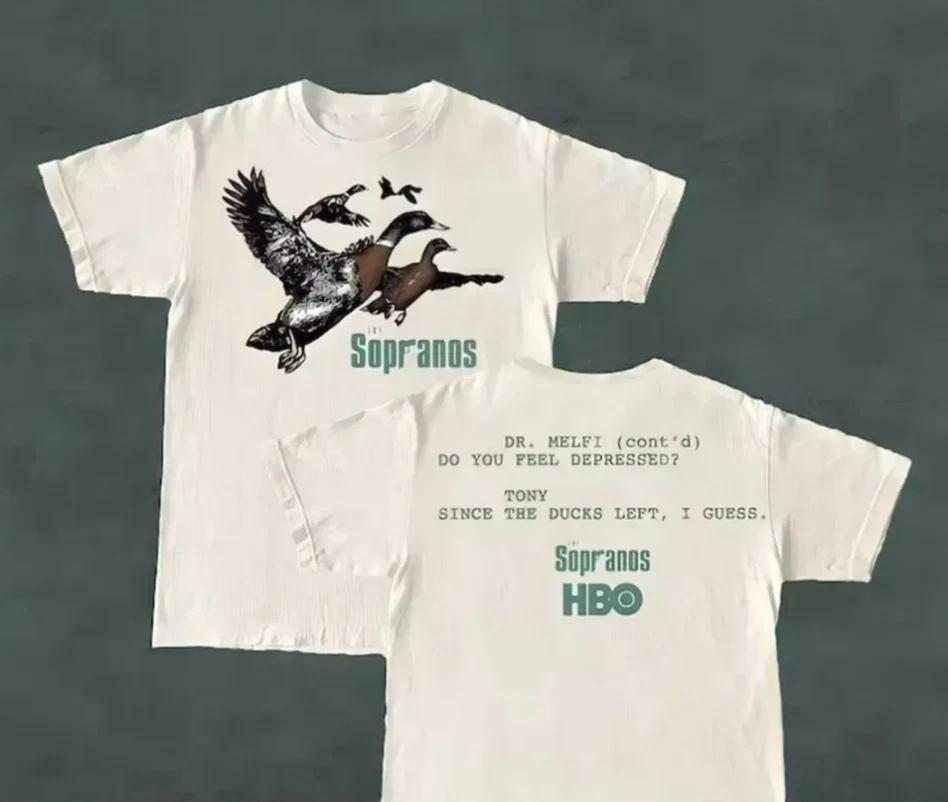 Футболка The Sopranos Ducks – Доктор. Melfi _Чувствуешь себя подавленным Тяжелая футболка Высококлассная роскошь Подходит и мужчинам, и женщинам Топ Y2k