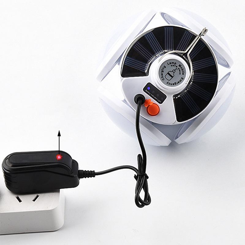 Deformable LED Bulb Folding White Spherical Solar LED Emergency Light Bulb for Outdoor Camping Night Market USB Dual