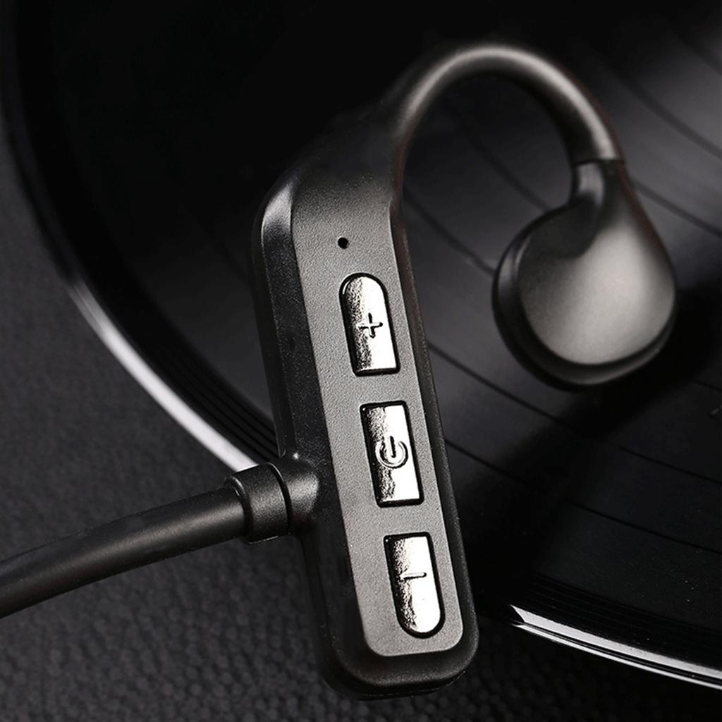 Open-Ear Bone Conduction Bluetooth-compatible Headphones with Lightweight Neckband Waterproof Black Bicycling Hiking