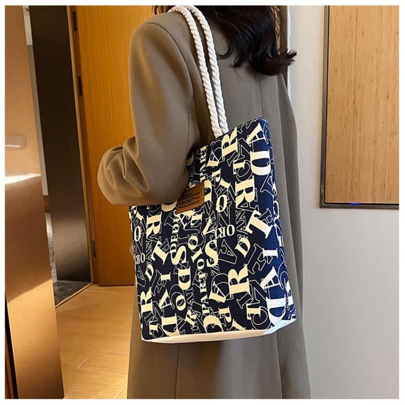 Женская сумка-тоут из холста с надписью, большая вместимость, стильная сумка через плечо для работы и поездок на работу