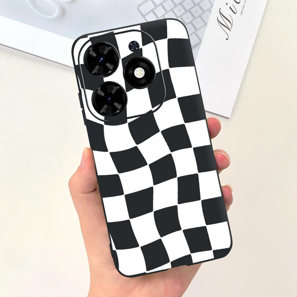 Чехол для Tecno Spark Go 2024 Милый Цветочный Узор Сердечки Конфетный Цвет Мягкий Силикон Тонкая Задняя Крышка Телефона Для Spark Go (2024) BG6