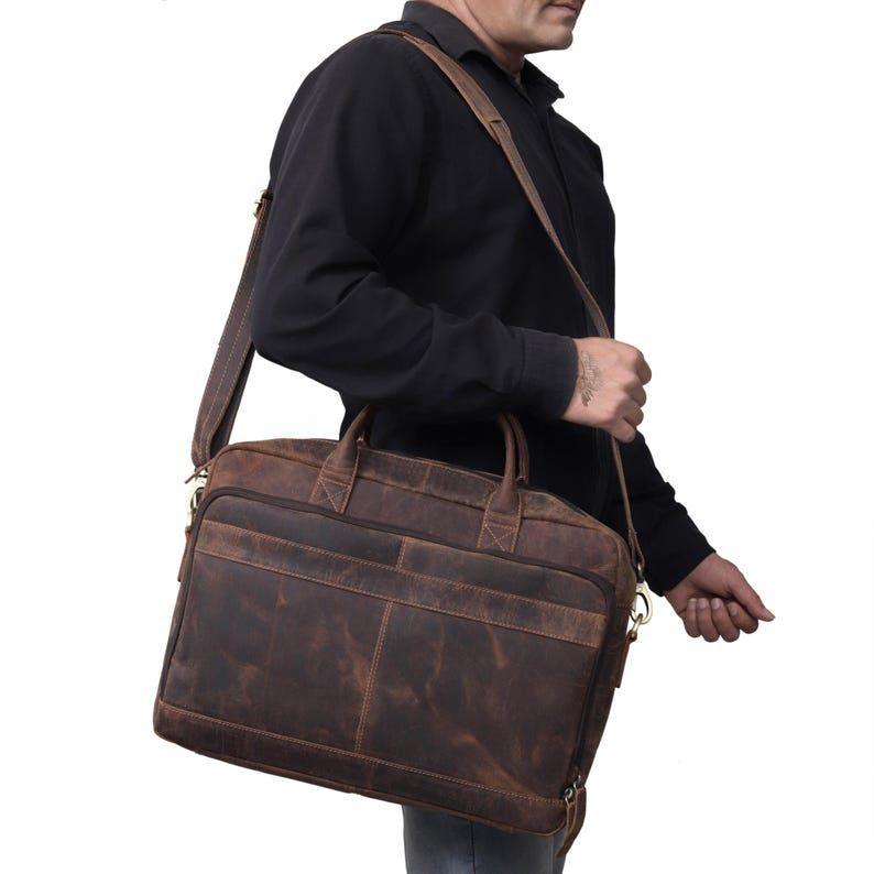 Leather Briefcase Bag Mens Laptop Messenger Bag Office Shoulder Bag Personalized Handbag for Men and Women Classic Gift for Him