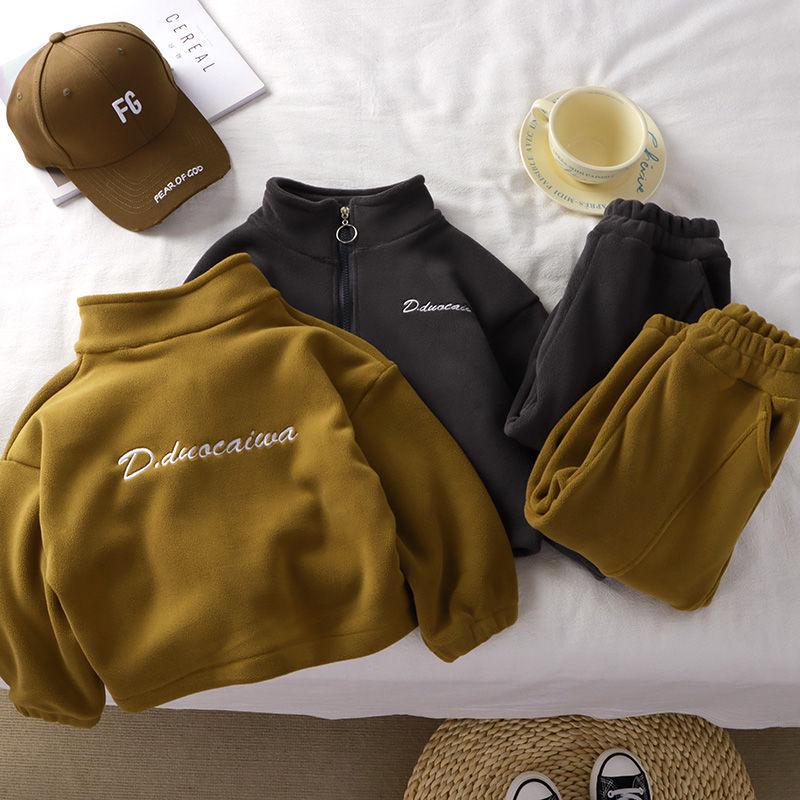 Детский флисовый костюм-двойка для осени/зимы - Корейский стиль для мальчиков и девочек