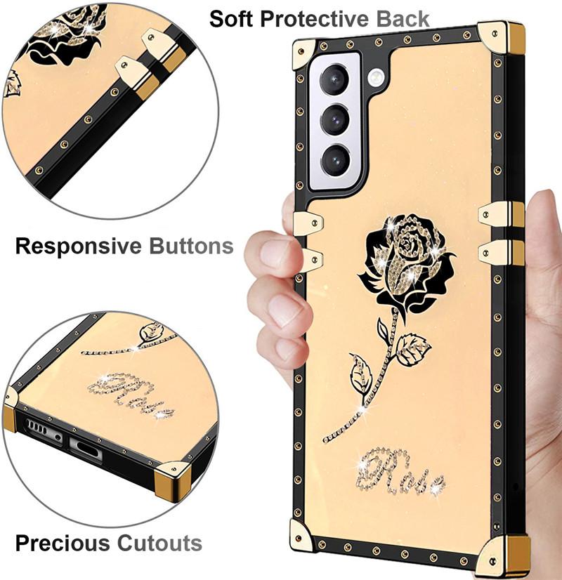 Чехол-подставка с розой для Samsung Galaxy S22 S21 S20 FE Lite S10 E S9 S8 Note 9 10 20 Ultra Plus A73 A53 A33 A23 A13 A72 A52, чехол для телефона с кольцом