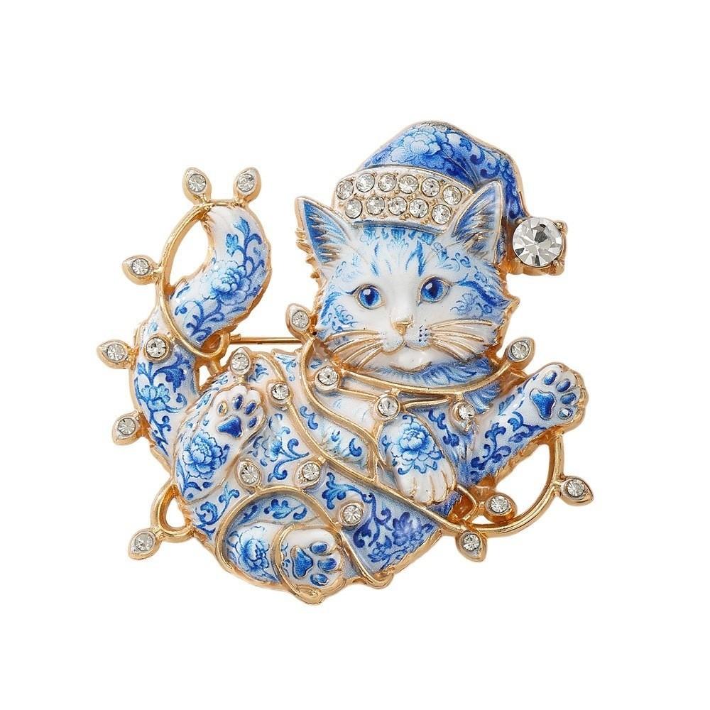 Crystal Rhinestone Lapel Pin Sparkly Enamel Brooch New Christmas Brooch Women